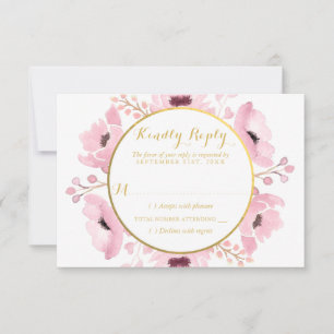 Spring Pinks Watercolor Floral Wedding Collection RSVP Card