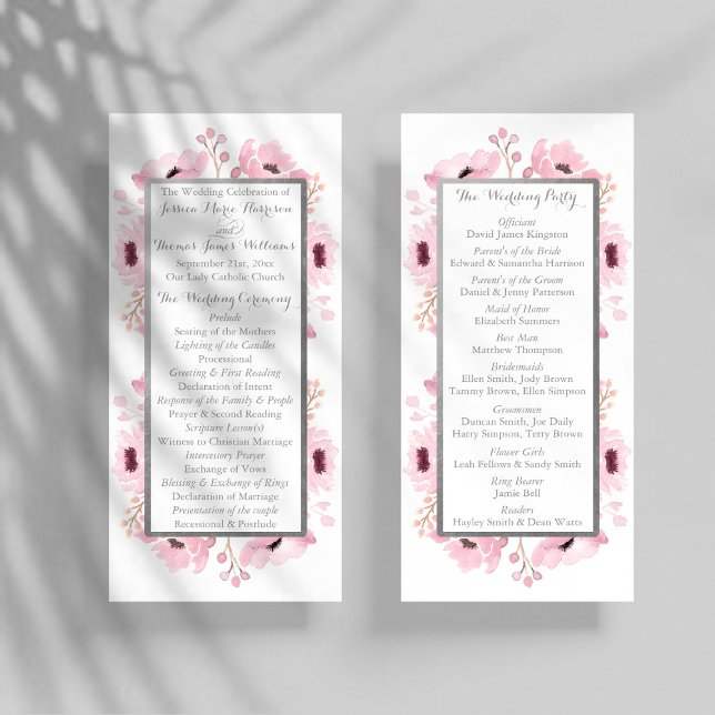 Spring Pinks Watercolor Floral Wedding Program (Creator Uploaded)