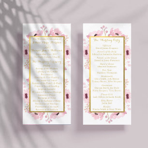Spring Pinks Watercolor Floral Wedding Program