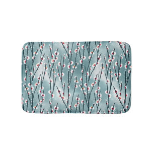Spring Plum Blossom Floral Pattern Bath Mat