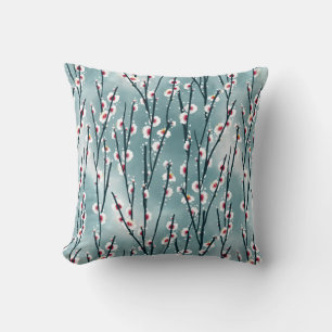 Spring Plum Blossom Floral Pattern Throw Pillow