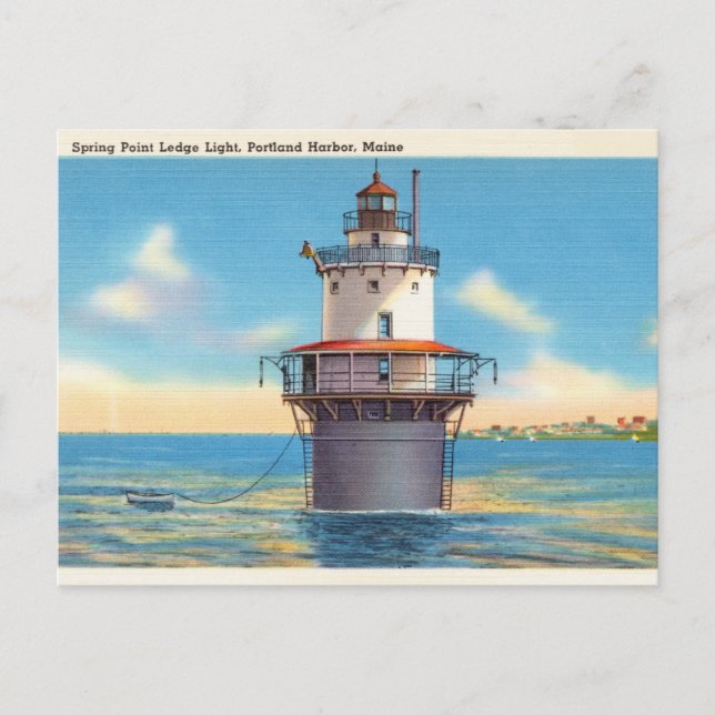Spring Point Ledge Light, Portland Harbour, Maine Postcard (Front)