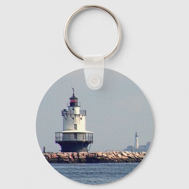 Spring Point Light and Portland Head Light Keychain (Front)