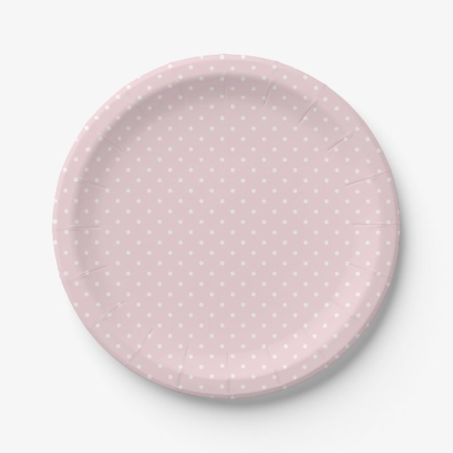 Spring Polka Dots Classic | Soft Blush Paper Plate (Front)