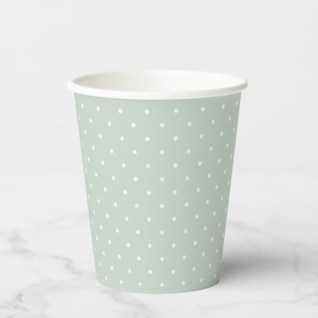 Spring Polka Dots Micro | Muted Sage Paper Cups (Front)