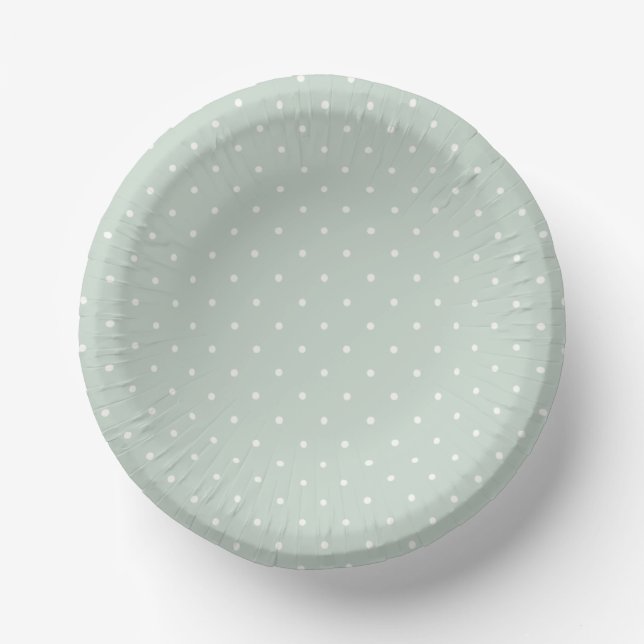 Spring Polka Dots Micro | Muted Sage Paper Plate (Front)