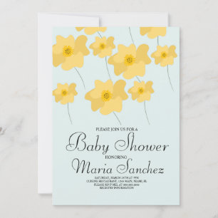 Spring Poppy Yellow Bold Floral Baby Shower Pastel Invitation