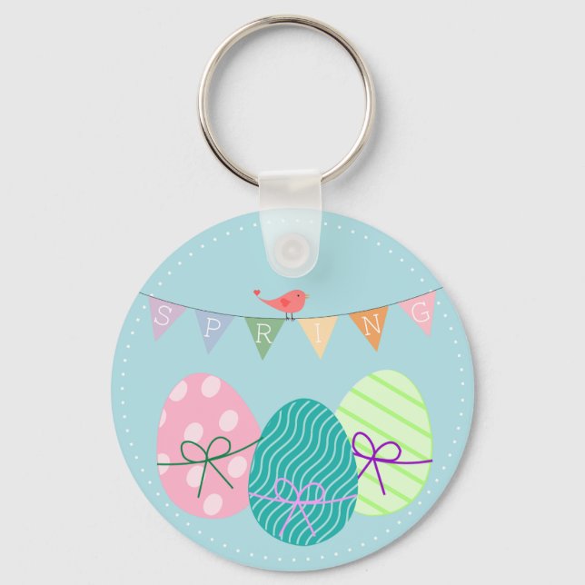 Spring powder blue Easter eggs Keychain (Front)