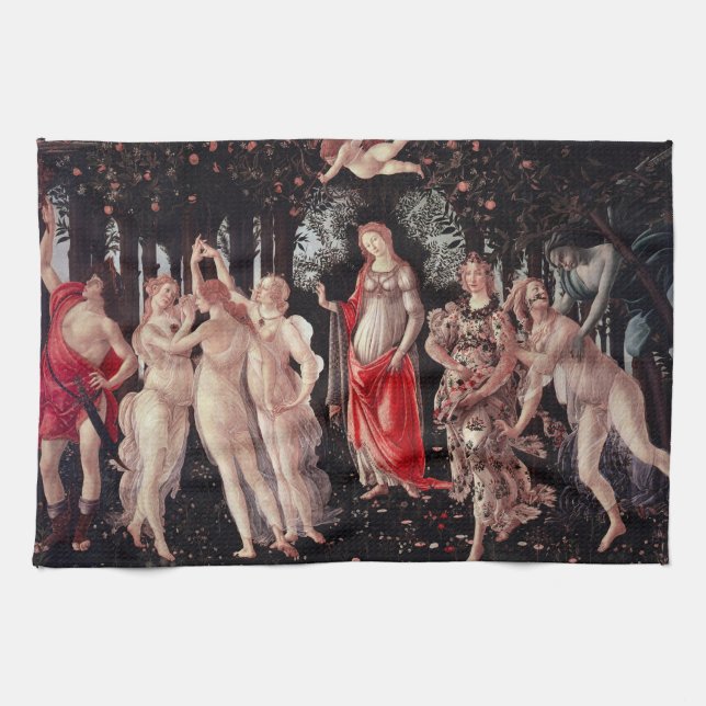 Spring Primavera Sandro Botticelli Renaissance Kitchen Towel (Horizontal)