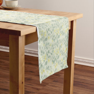 Spring Primrose & Sage Watercolor Table Runner