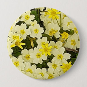 Spring Primroses 4 Inch Round Button