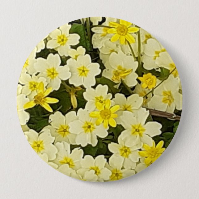Spring Primroses 4 Inch Round Button (Front)
