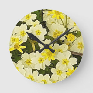 Spring Primroses Wall Clock