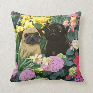 Spring Pugs Fine Art Gifts Throw Pillow