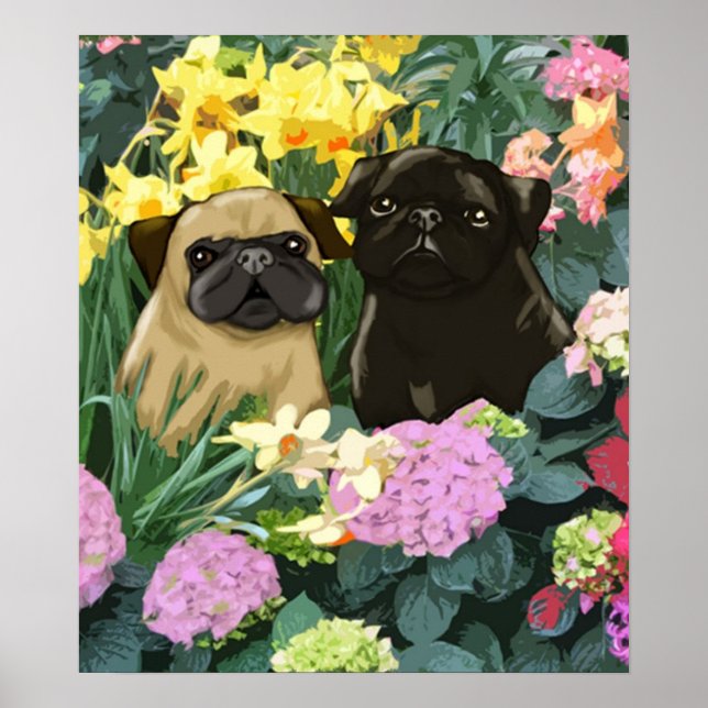 Spring Pugs Poster by Amy Cappelli (Front)