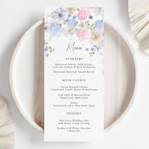 Spring Purple And Pink Wildflowers Wedding Menu