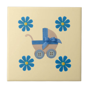 Spring purple baby stroller, purple flowers tile