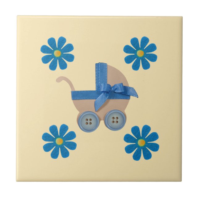 Spring purple baby stroller, purple flowers tile (Front)