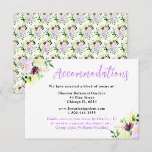 Spring Purple Floral Wedding Accommodations Enclosure Card