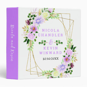 Spring Purple Floral Wedding Photo Album Binder