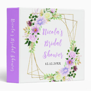 Spring Purple Flowers Bridal Shower Photo Album Binder