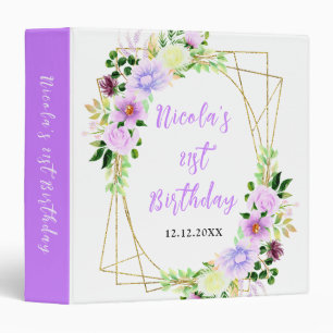 Spring Purple Flowers with Foliage Birthday  Photo Binder