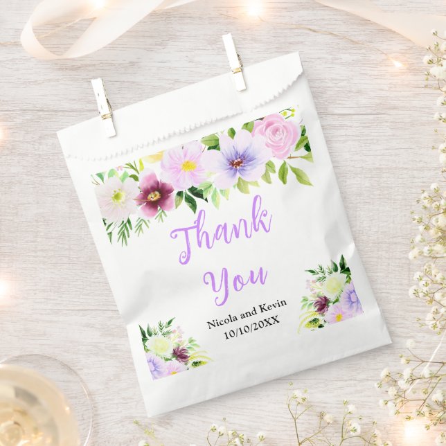 Spring Purple Flowers with Foliage Favour Bag (Clipped)