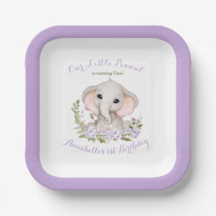 Spring Purple Girl 1st Birthday Custom Age Paper Plate