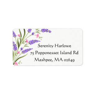 Spring Purple Lilac Flowers Watercolor Floral Label