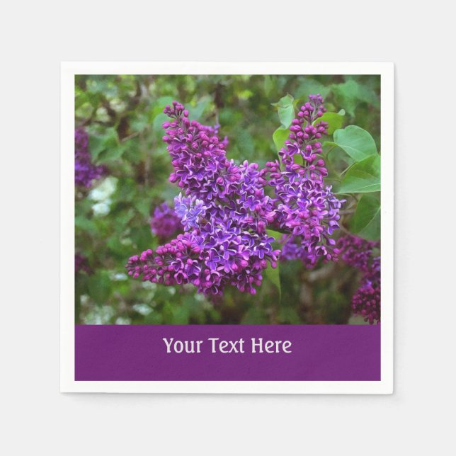 Spring Purple Lilacs Personalized Napkin (Front)