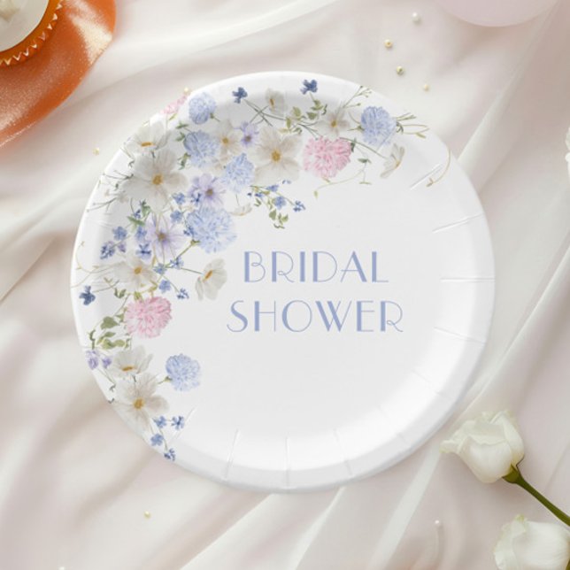 Spring Purple Pink Wildflowers Bridal Shower Paper Plate (Creator Uploaded)