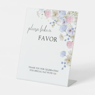 Spring Purple Pink Wildflowers Wedding Favors Pedestal Sign