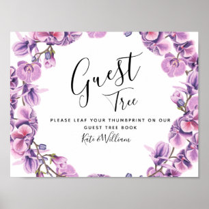 spring purple wedding guestbook Tree SIGN