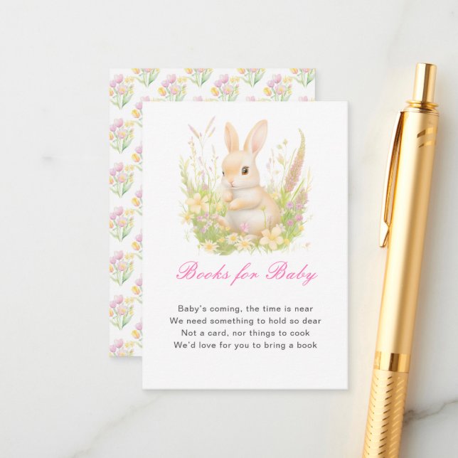 Spring Rabbit Baby Shower Enclosure Card (Front/Back In Situ)