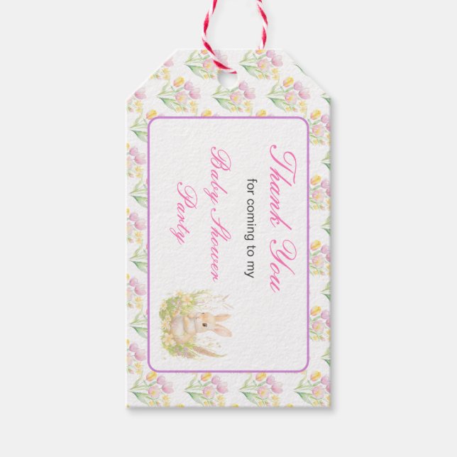 Spring Rabbit Baby Shower Gift Tags (Front)