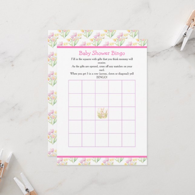 Spring Rabbit Baby Shower Invitation (Front/Back In Situ)