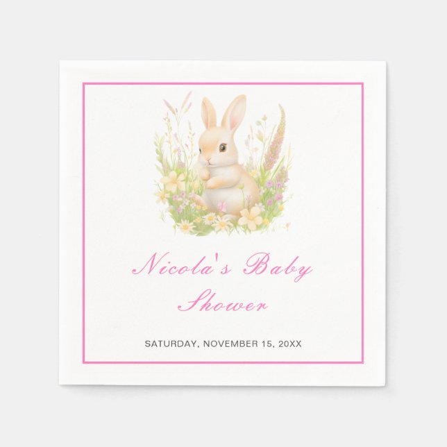 Spring Rabbit Baby Shower Napkin (Front)