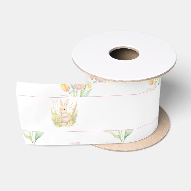 Spring Rabbit Baby Shower Satin Ribbon (Spool)