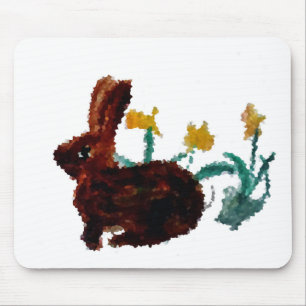 Spring Rabbit Daffodil Art Mouse Pad
