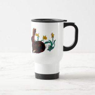 Spring Rabbit Daffodil Art Travel Mug