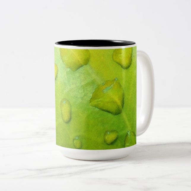 Spring Rain Abstract Two-Tone Coffee Mug (Front Right)