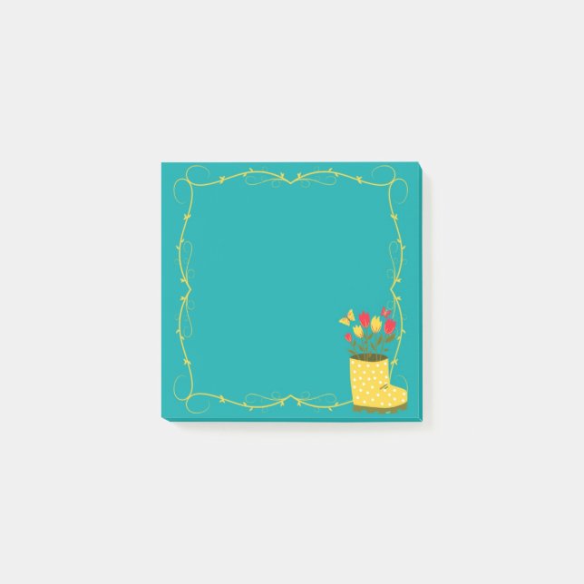 Spring Rain Boot, Tulip, Butterfly Post-It Notes (Front)