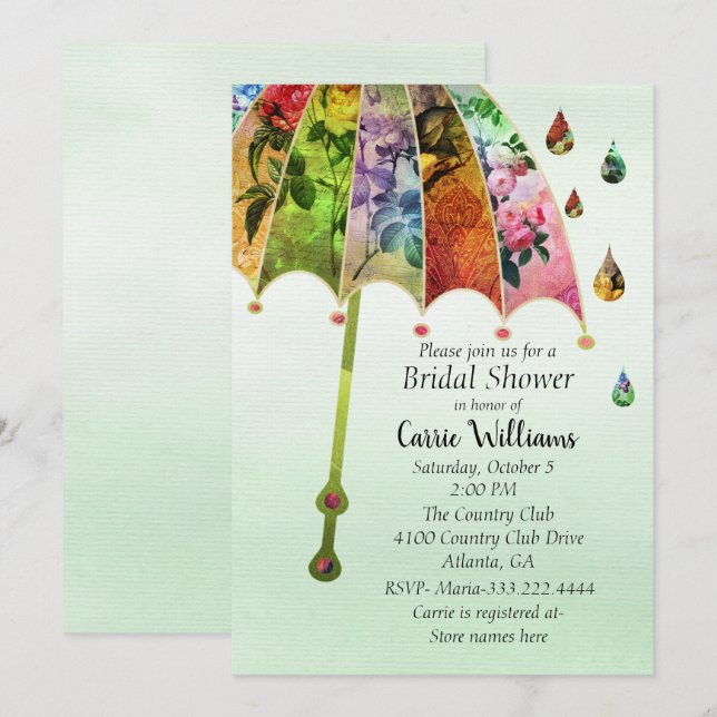 Spring Rain Bridal Shower Invitation (Front/Back)