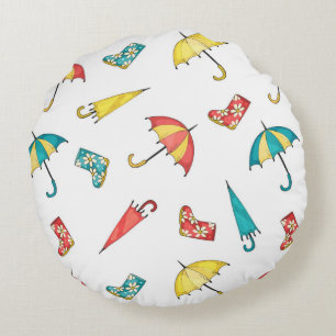 Spring Rain I Round Pillow