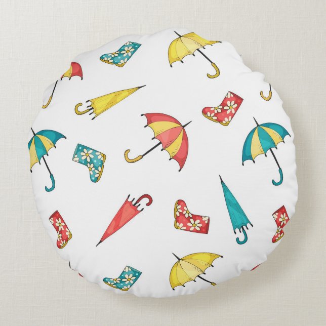 Spring Rain I Round Pillow (Back)