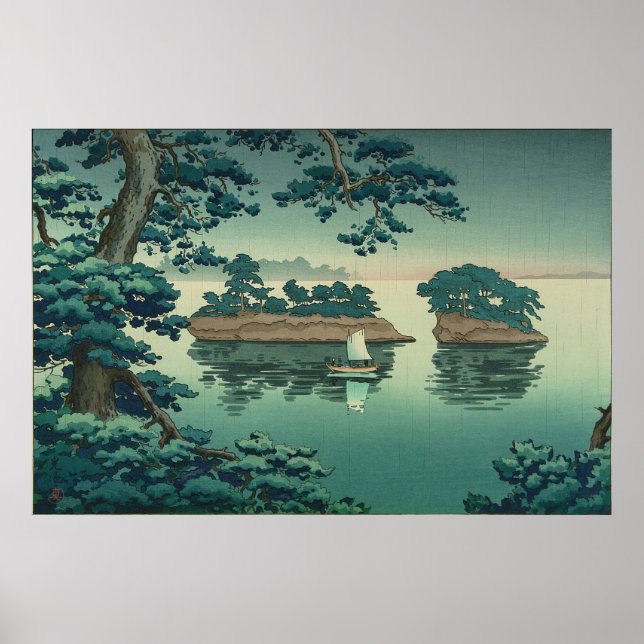 Spring Rain, Matsushima Japanese Waterscape Art Poster (Front)