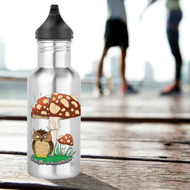 Spring Rain Shower Owl Mushroom 532 Ml Water Bottle (Creator Uploaded)