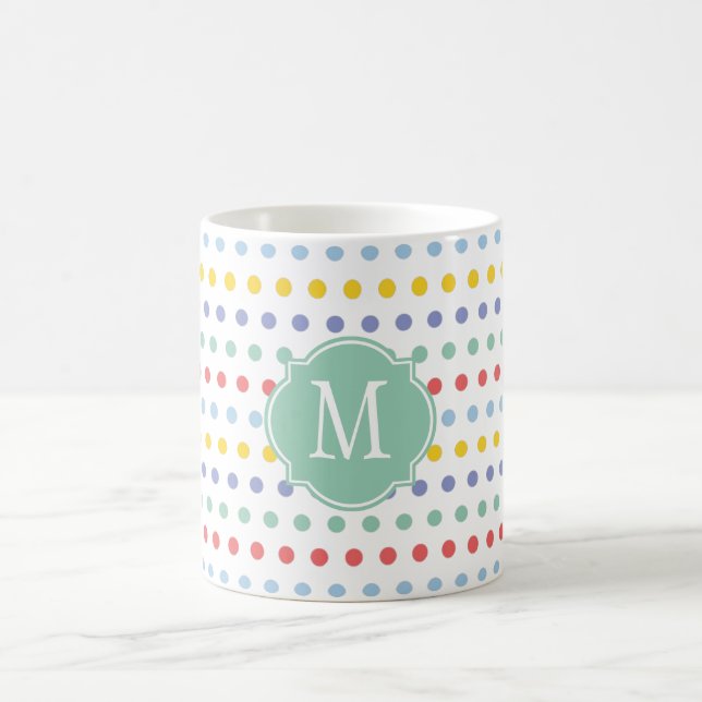 Spring Rainbow Polka Dot Monogram Mug (Center)