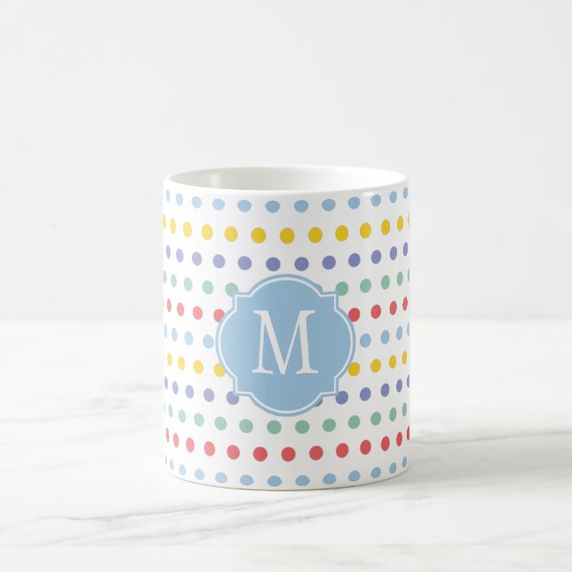 Spring Rainbow Polka Dot Monogram Mug (Center)