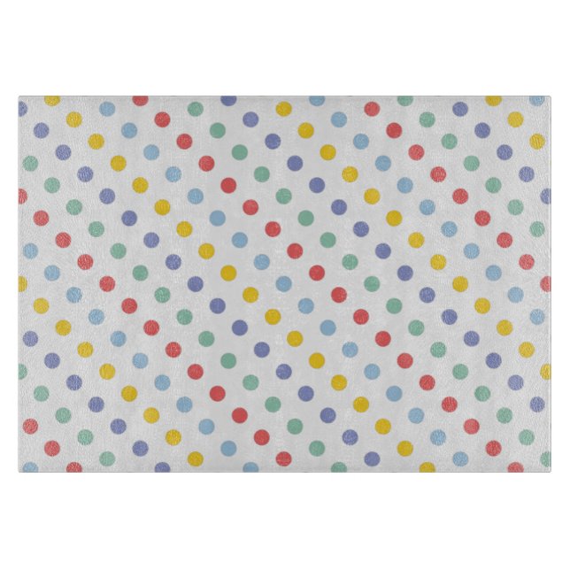 Spring Rainbow Polka Dot Pattern Cutting Board (Front)